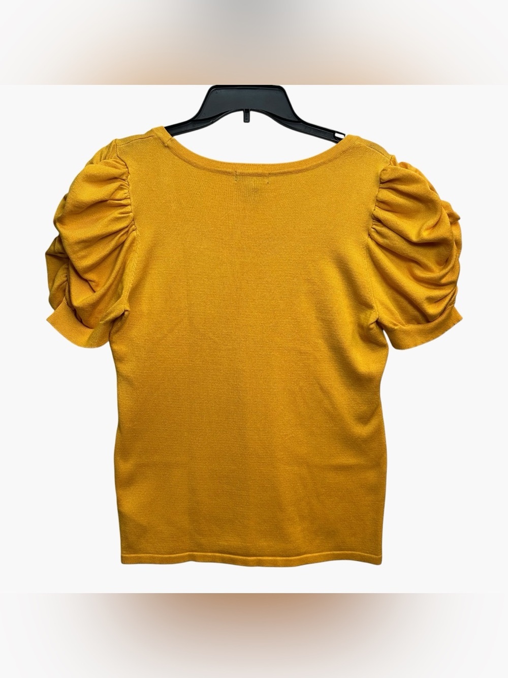 BYdesign Mustard Gold Puff Sleeve Studded Scoop Neck Knit Top XL - Picture 4 of 11